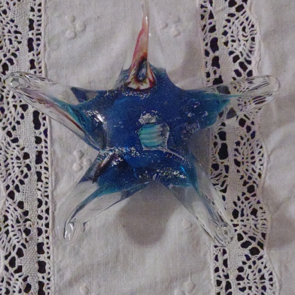 Blue Glass Star Art Piece